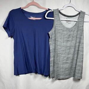 Muk Luks Set of Blue T-shirt & Gray Tank Top S